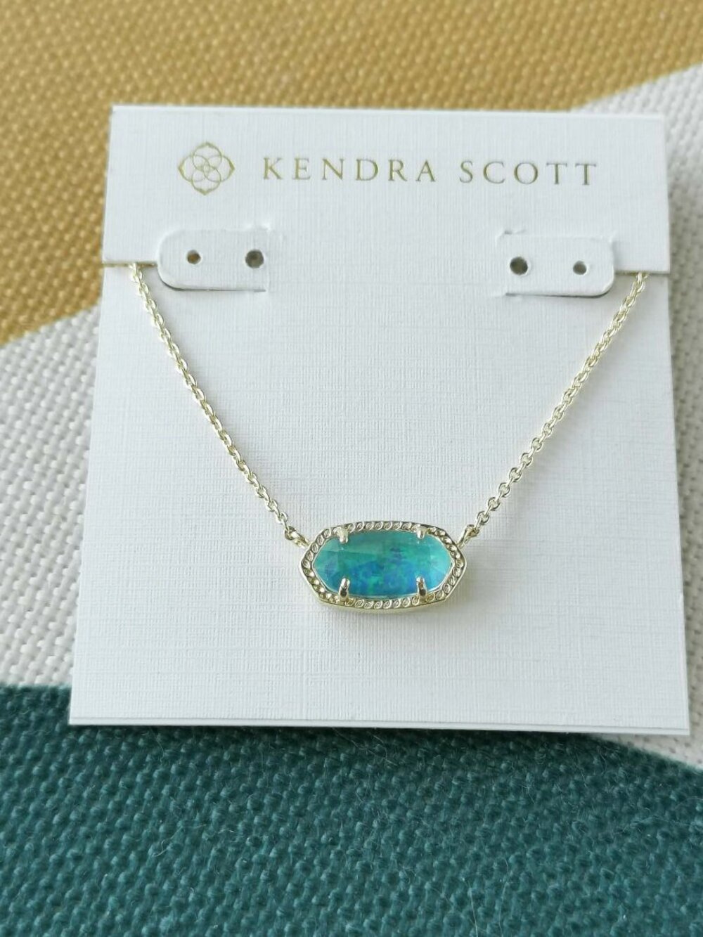 Kendra Scott Elisa Gold Aqua Kyocera Opal Necklace